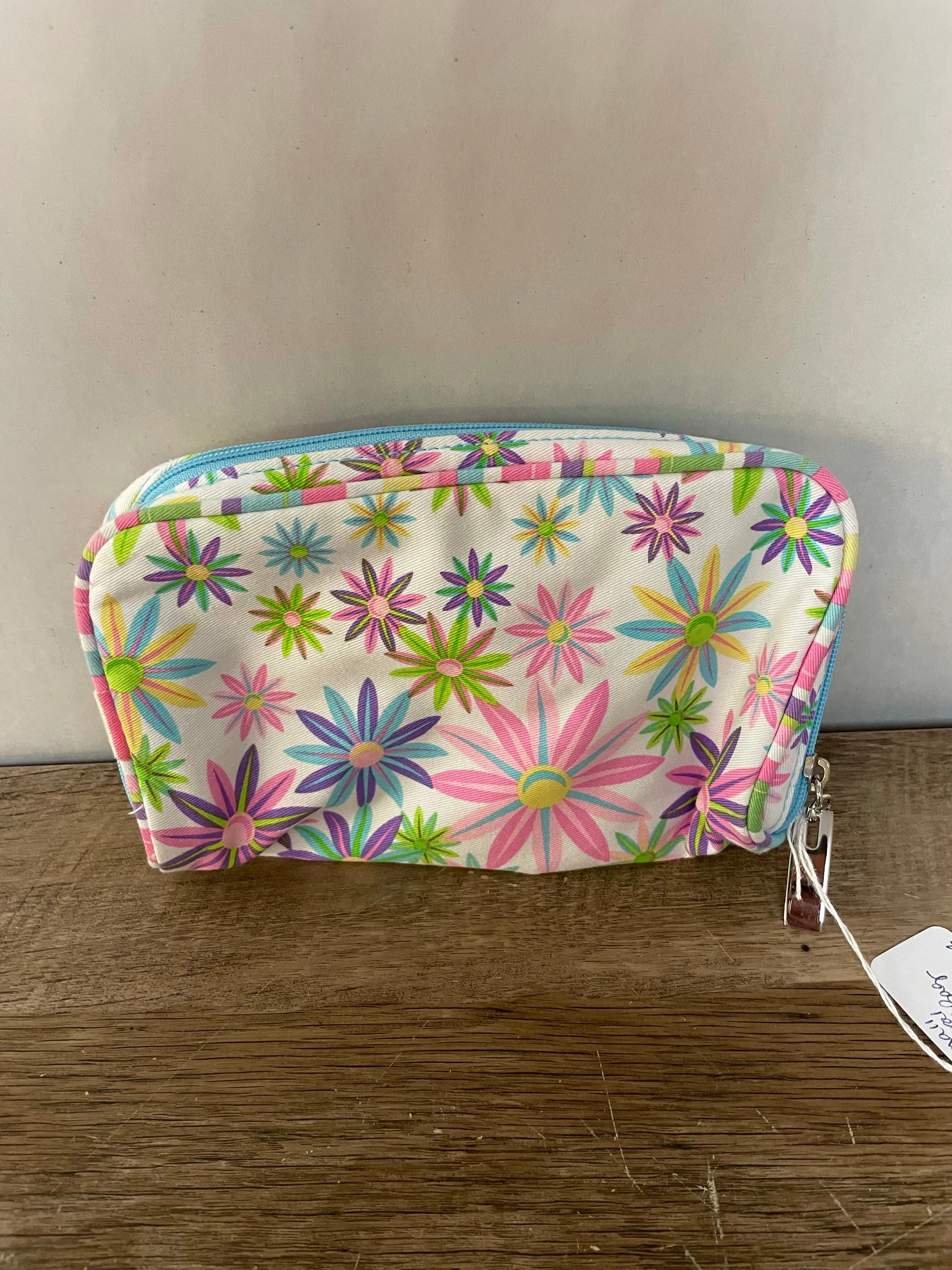 €€* Travel Makeup Bags 3 Pc Set Bright Floral/Stripe Toiletry Foldable Hanging Cosmetic Organizer