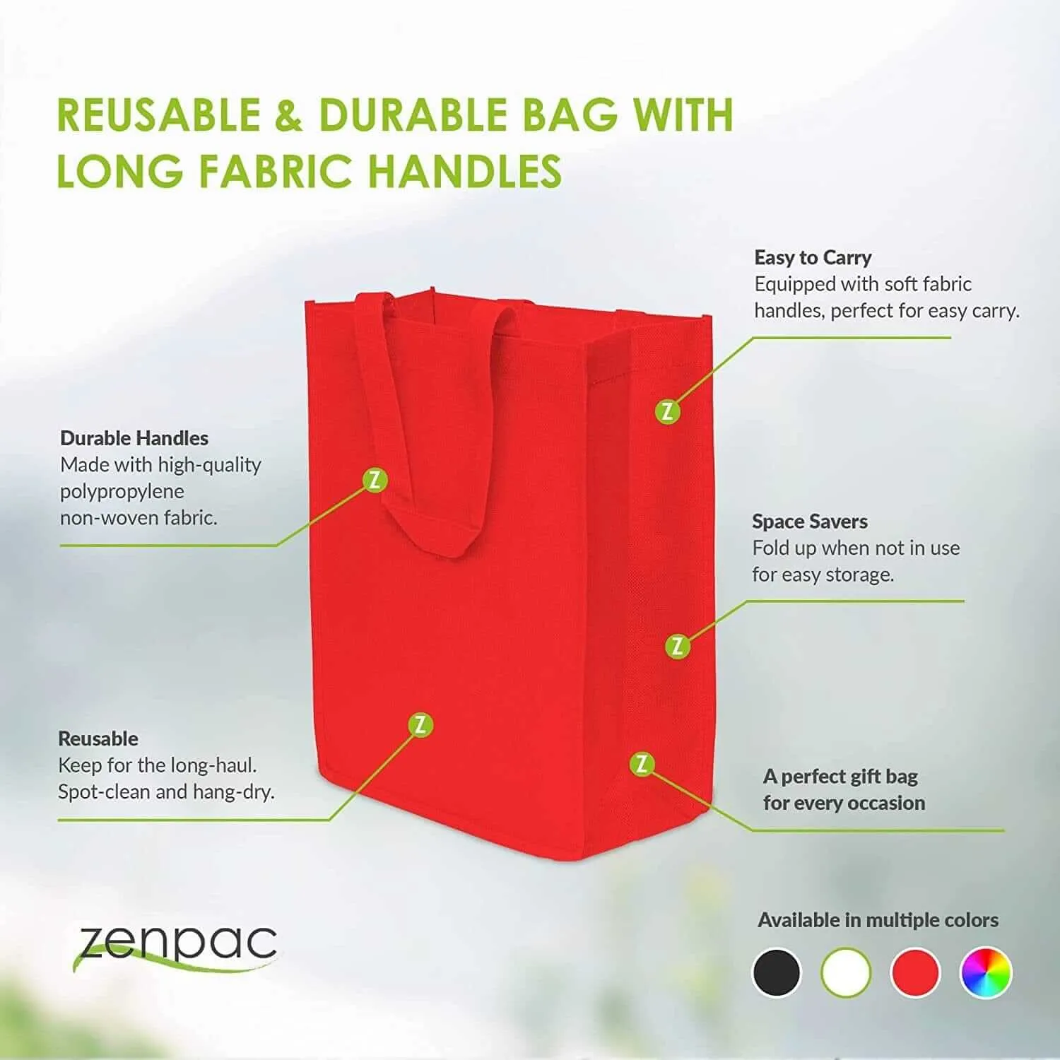 10x5x13 Medium Red Sewn Reusable Fabric Bags