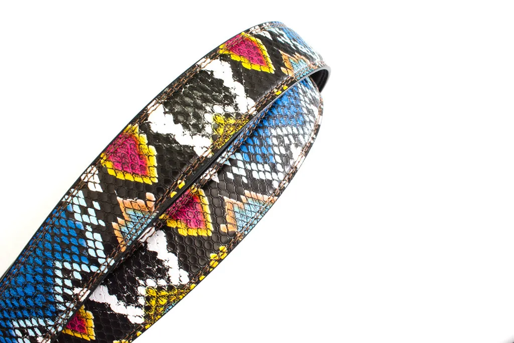 1.25" Multi-Colored Boa Print Strap - Dark Blue / Light Blue