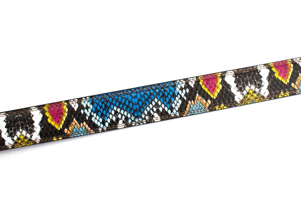 1.25" Multi-Colored Boa Print Strap - Dark Blue / Light Blue