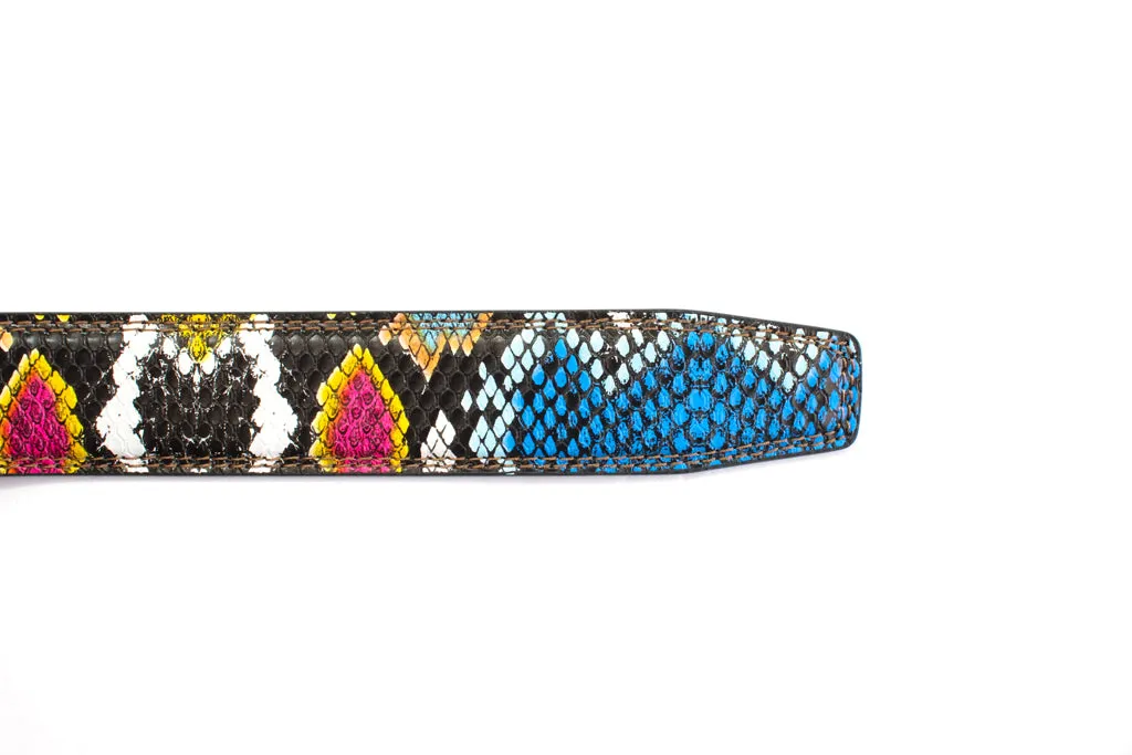 1.25" Multi-Colored Boa Print Strap - Dark Blue / Light Blue