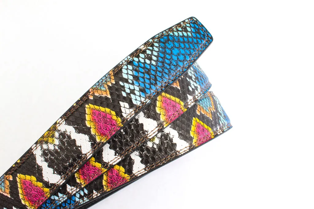 1.25" Multi-Colored Boa Print Strap - Dark Blue / Light Blue