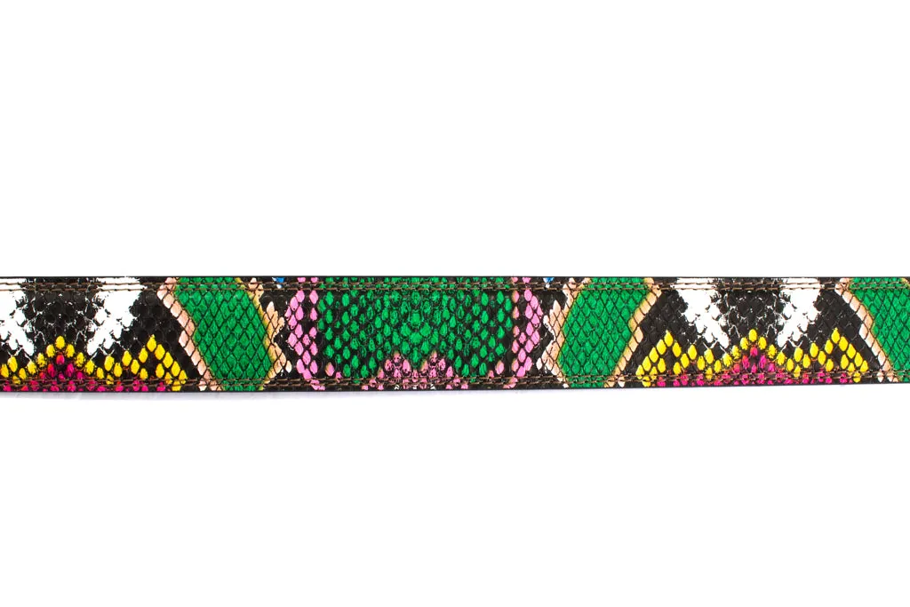 1.25" Multi-Colored Boa Print Strap - Green / Light Pink