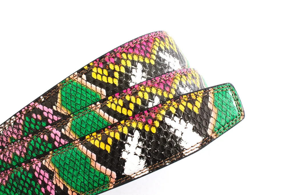 1.25" Multi-Colored Boa Print Strap - Green / Light Pink