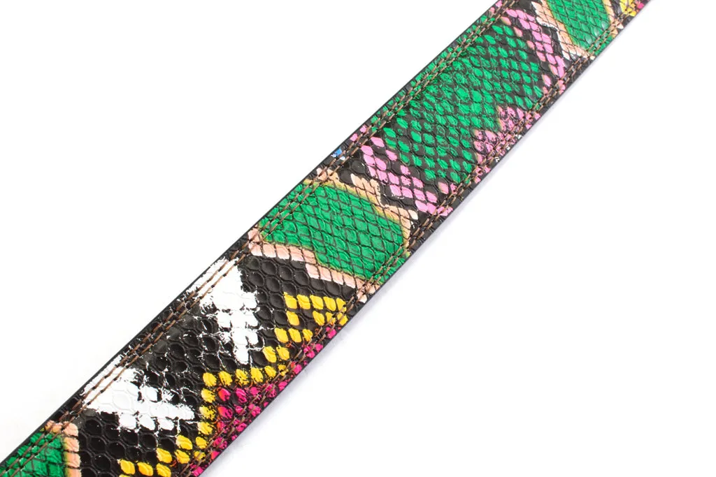 1.25" Multi-Colored Boa Print Strap - Green / Light Pink