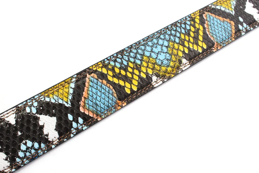 1.25" Multi-Colored Boa Print Strap -Light Blue / Yellow