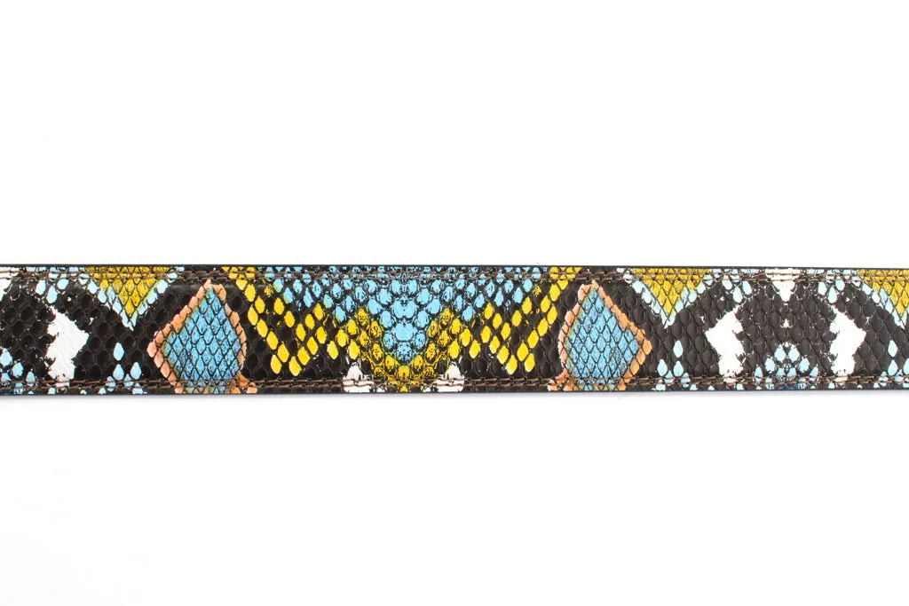 1.25" Multi-Colored Boa Print Strap -Light Blue / Yellow