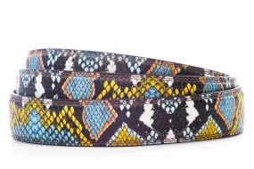 1.25" Multi-Colored Boa Print Strap -Light Blue / Yellow