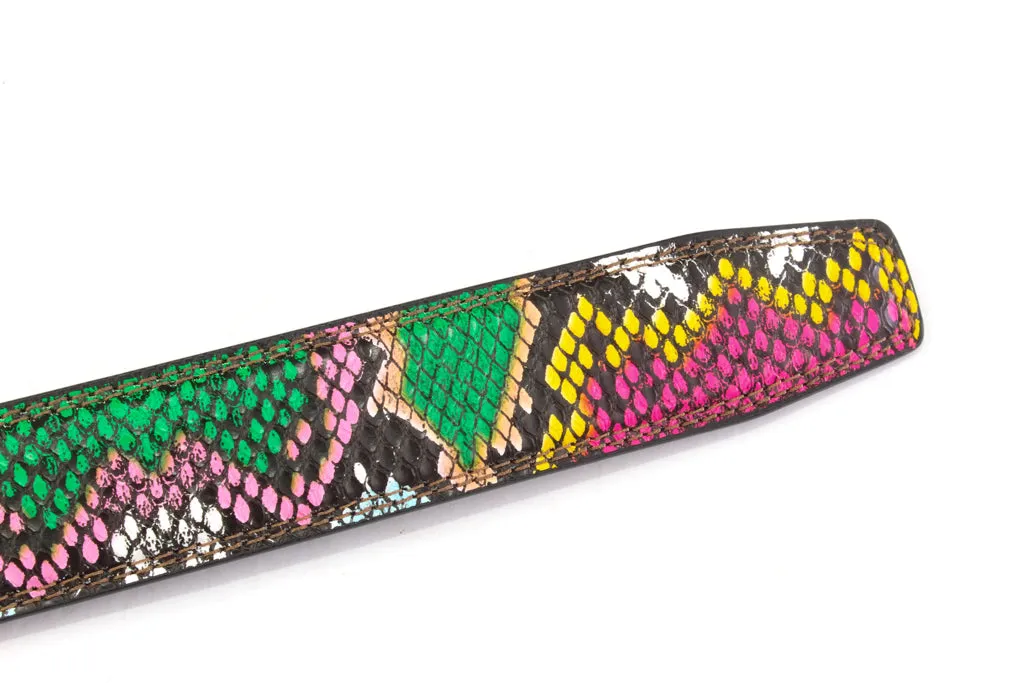 1.25" Multi-Colored Boa Print Strap - Pink / Green