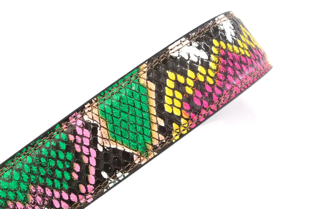 1.25" Multi-Colored Boa Print Strap - Pink / Green