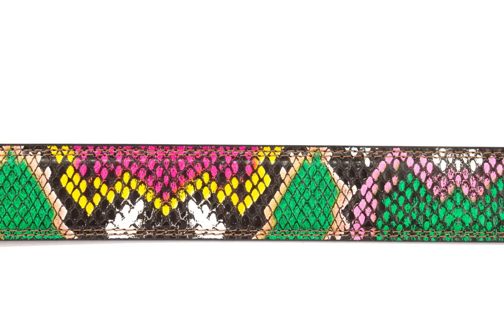 1.25" Multi-Colored Boa Print Strap - Pink / Green