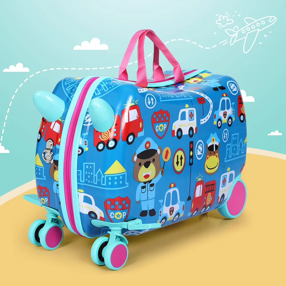 17inch Kids Ride On Luggage Children Suitcase Trolley Travel - Car