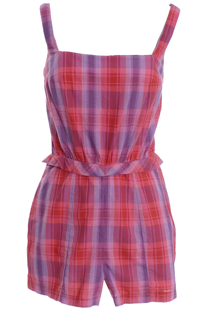 1950's Elisabeth Stewart Plaid Vintage Summer Romper or Playsuit