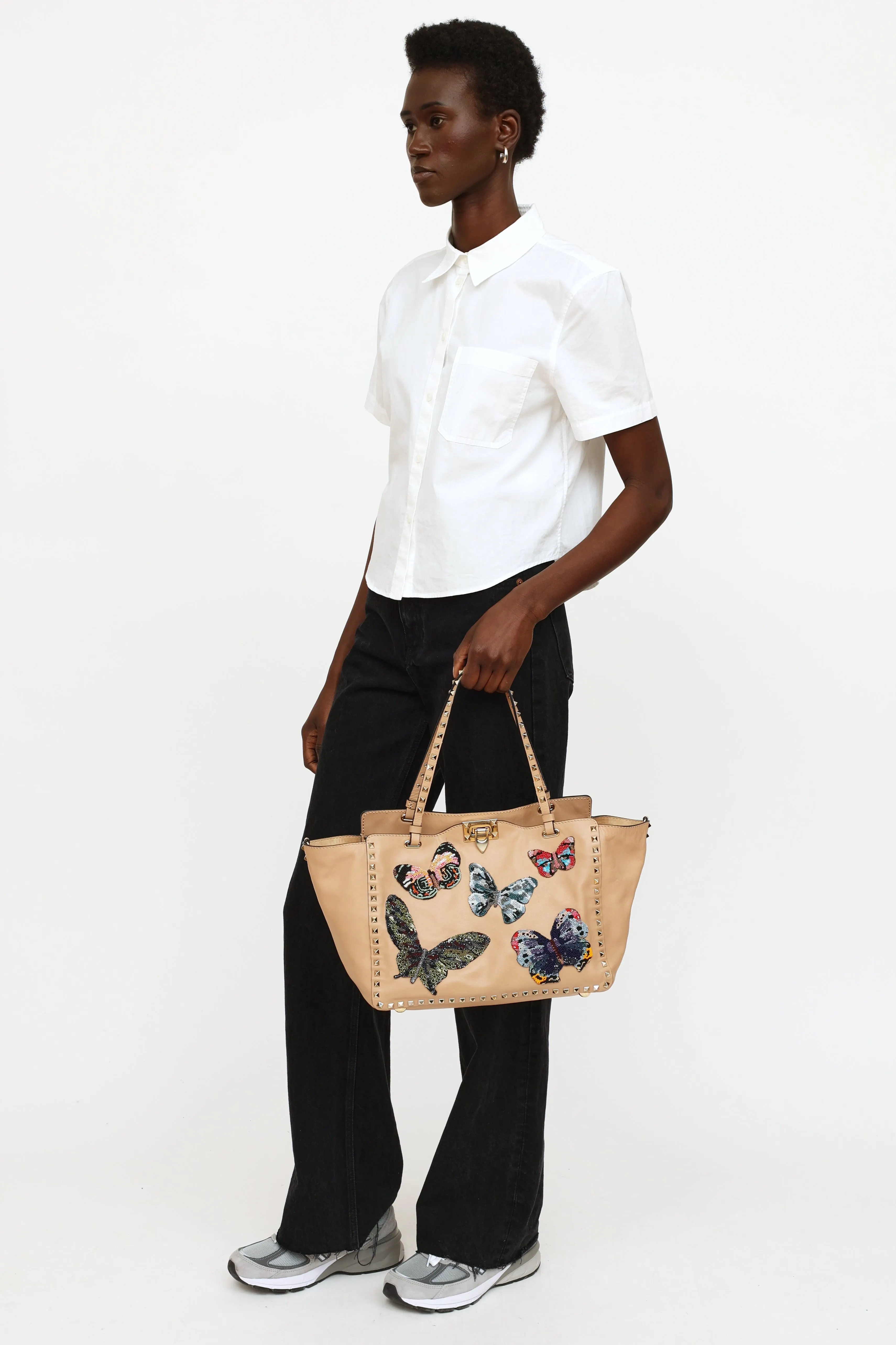 2017 Beige Embroidered Tote Bag