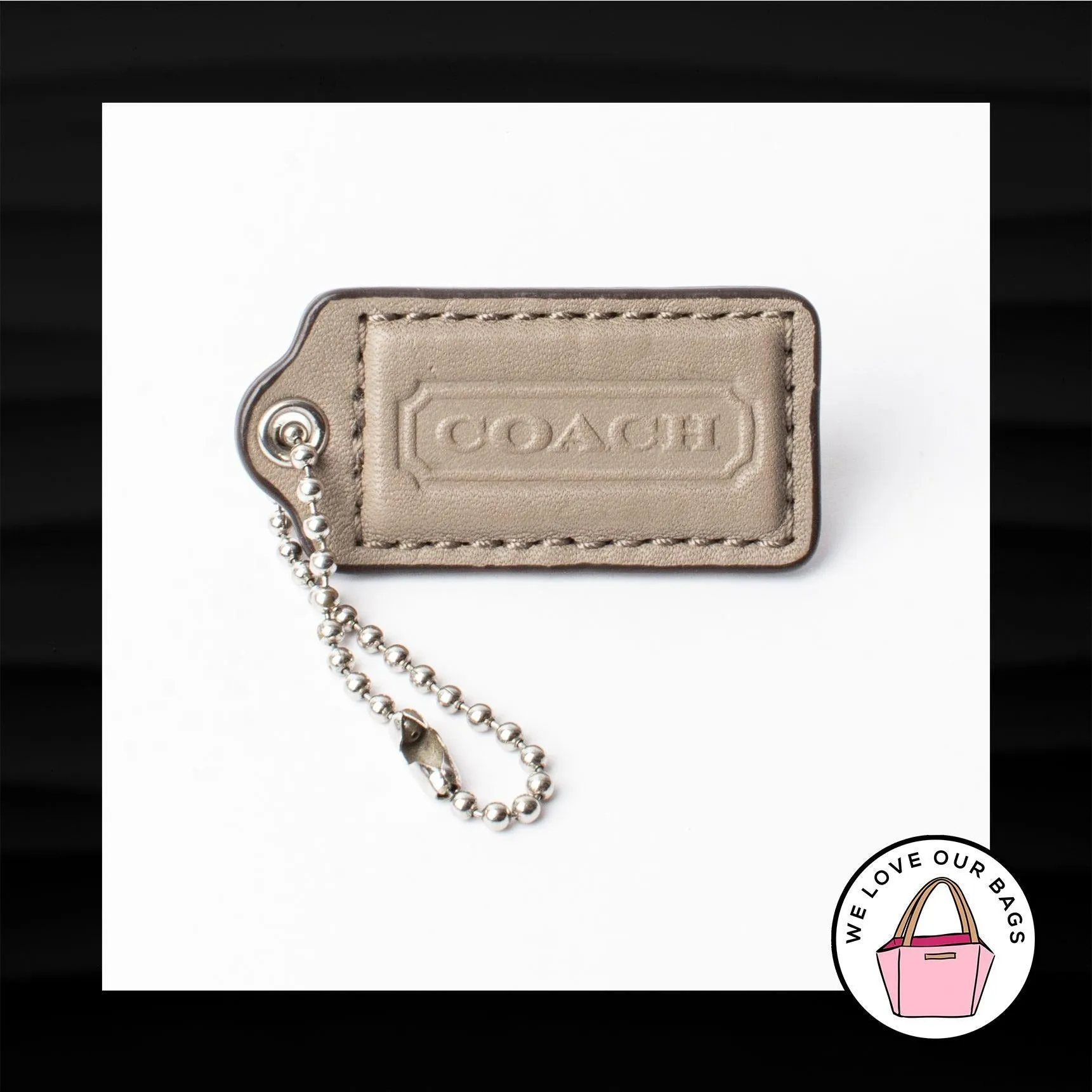 2" COACH TAUPE LIGHT BROWN SNAKESKIN LEATHER KEY FOB BAG CHARM KEYCHAIN HANGTAG