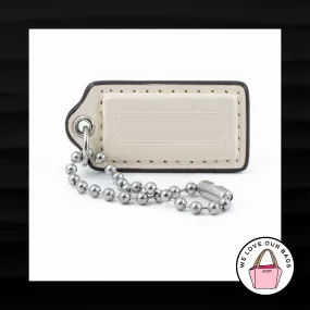 2" Medium COACH BEIGE IVORY PATENT LEATHER KEY FOB BAG CHARM KEYCHAIN HANG TAG