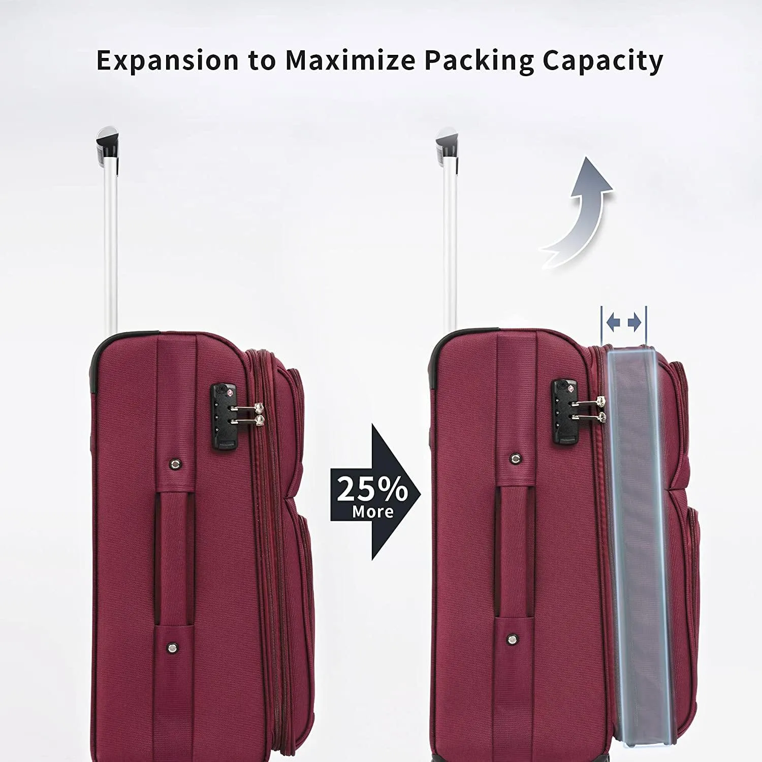 3-Pack: Softside Travel Luggage Set with TSA Lock