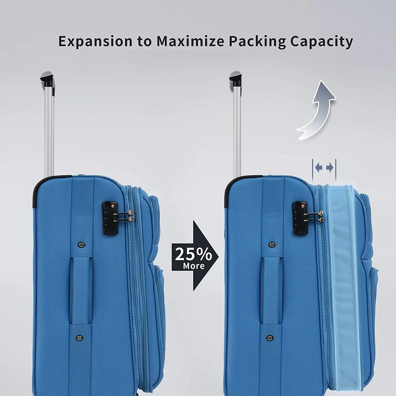 3-Pack: Softside Travel Luggage Set with TSA Lock