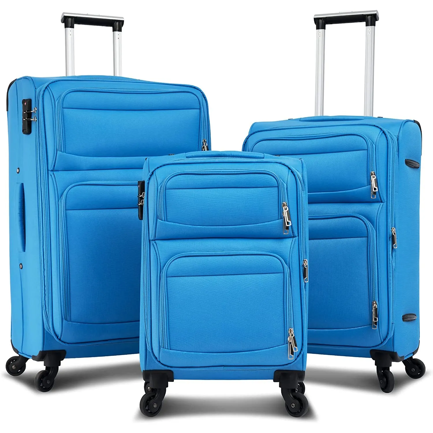 3-Pack: Softside Travel Luggage Set with TSA Lock