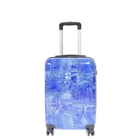 4 Wheeled Cabin Hard Luggage Jeans Print DETROIT Blue