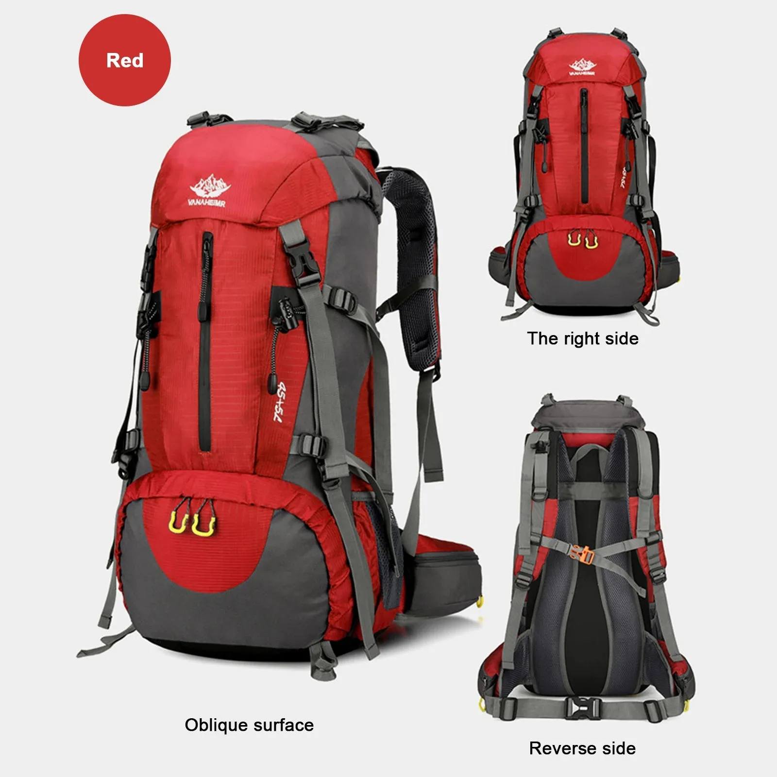 50L Hiking Backpack Waterproof Camping Backpack with Rain Cover Travel Day Pack Bag with Shoe Compartment for Outdoor Climbing