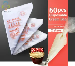 50PCS Small/Large Size Disposable Piping Bag Icing Fondant Cake Cream bag Decorating Pastry Tip Tool GYH