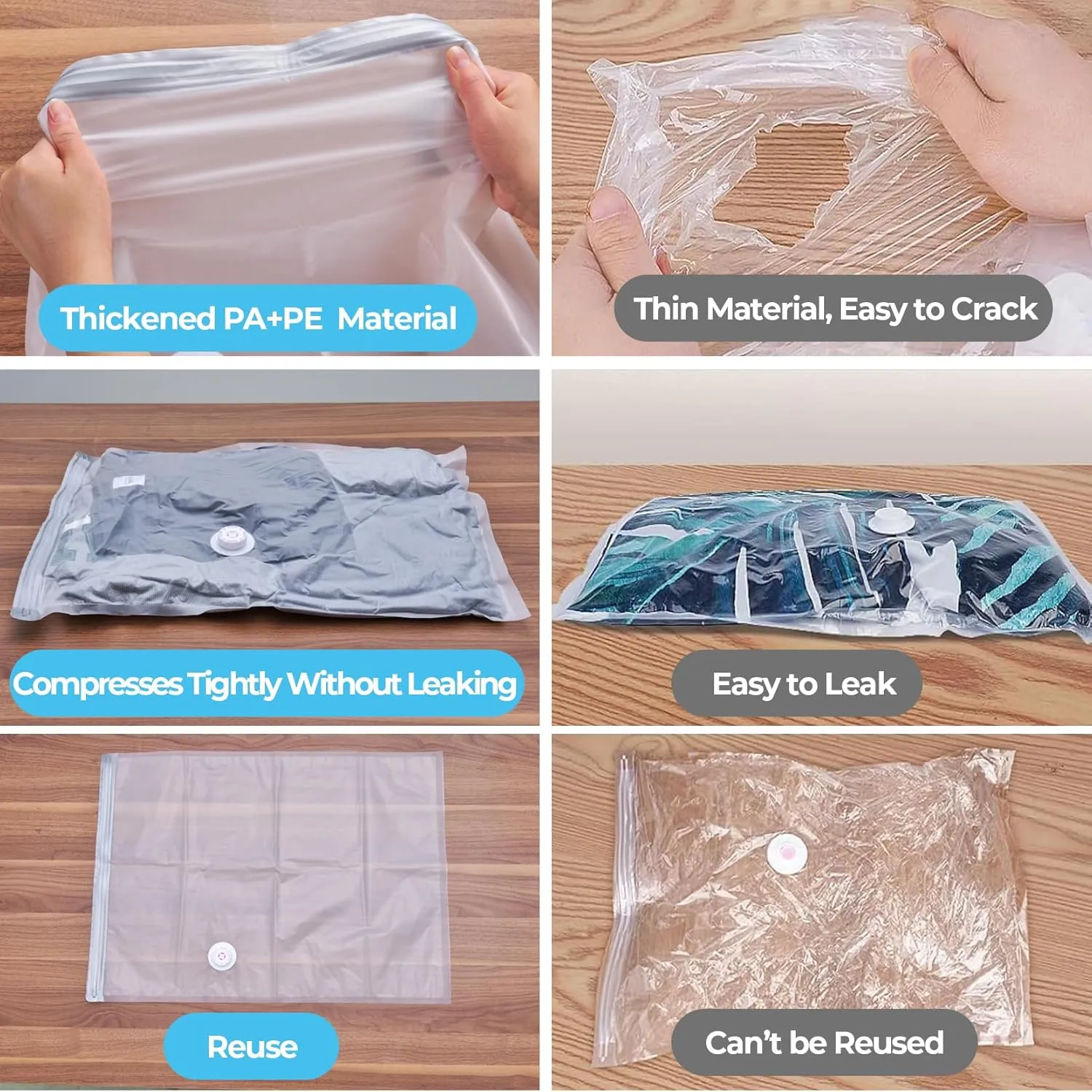 6 Pack Vacuum Storage Bags with Electric Air Pump, Jumbo Cube Space Saver Bags (39x13x32 Inch),Extra Large Vacuum Sealer Bags for Comforters, Blankets, Bedding, Clothes, Pillow, Duvets, etc