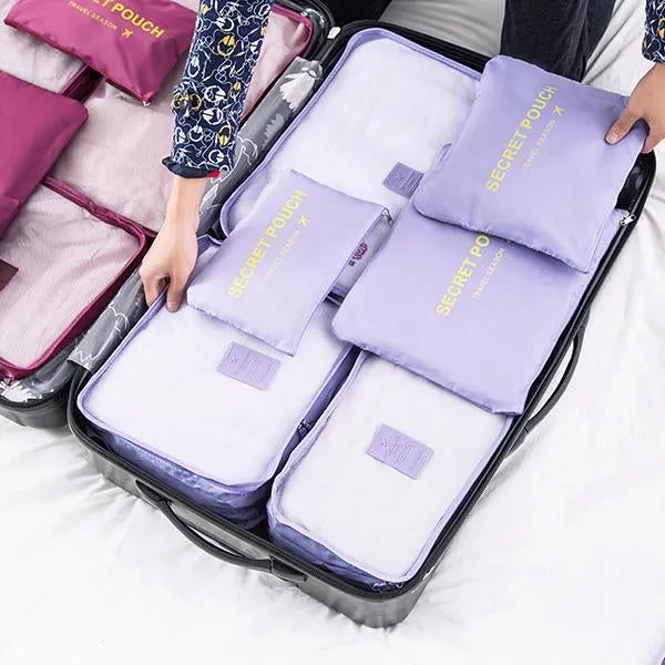 6Pcs Waterproof Travel Bag Clothes Pouch Nylon Luggage Organizer