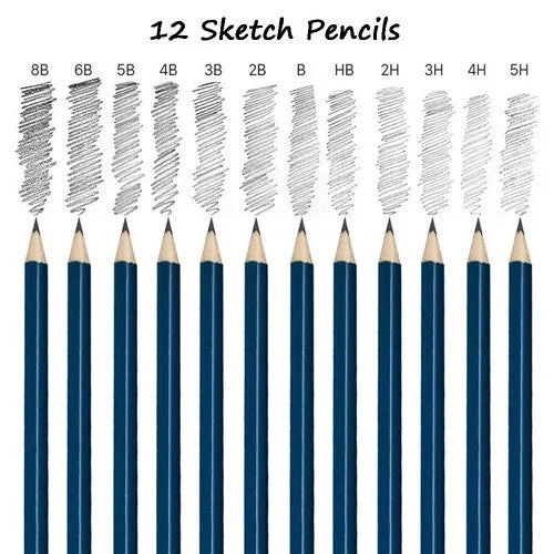 72pcs Complete Drawing Pencil Set with Sketch Charcoal Tools