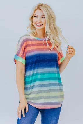 A Little Rush Top in Multi-Colored Stripes