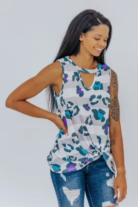 All The Time Cheetah Tank In Grey