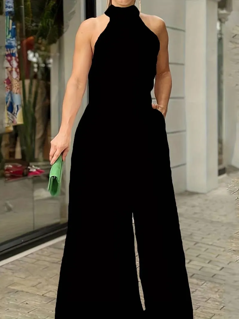 Annika - Elegant Waist Halter Jumpsuit