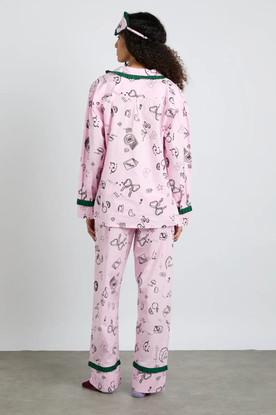 antonella pj  set - pink sleep symbols