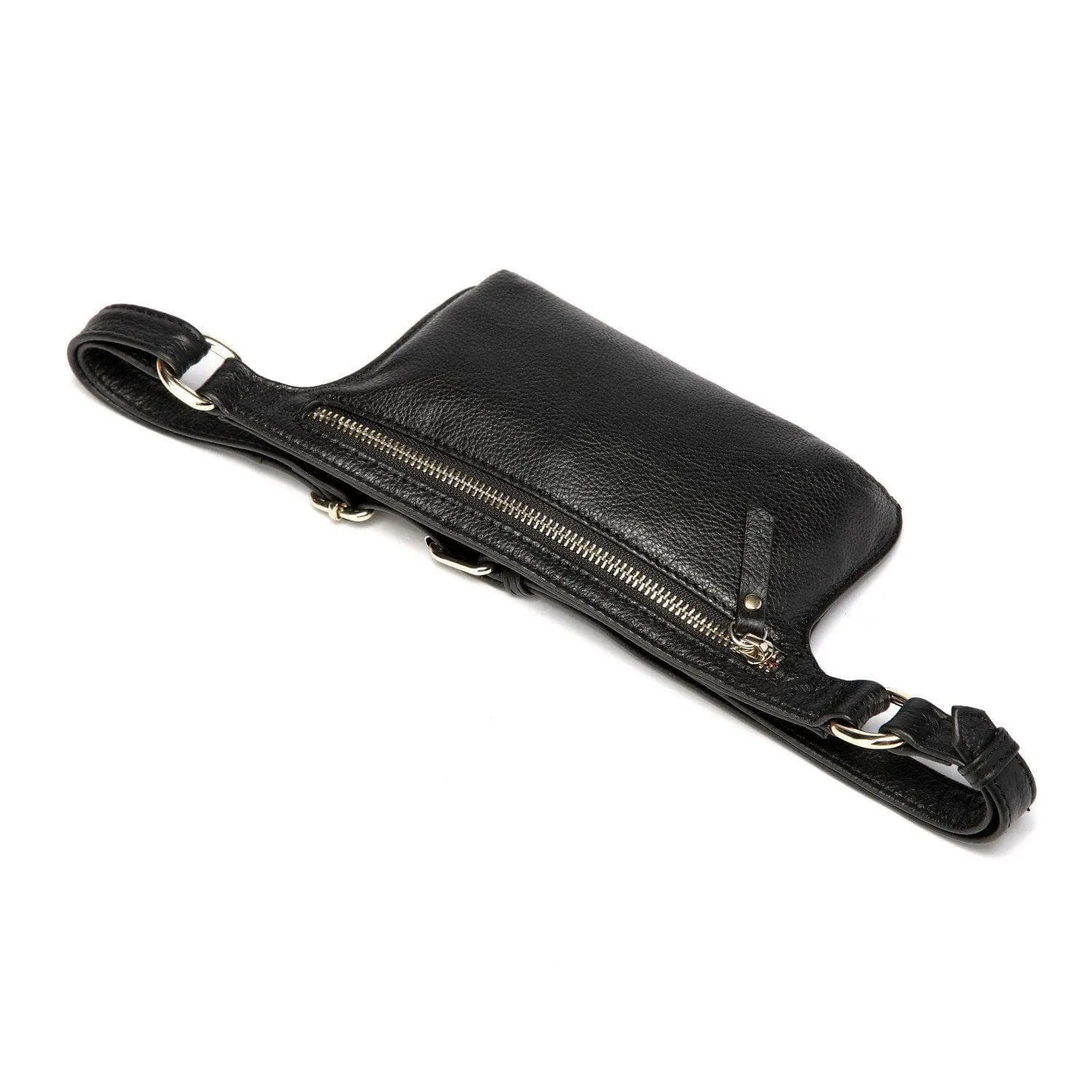 Arlette Leather Waist Bag / Belt Bag - Black