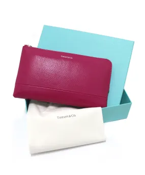 Authentic NEW Tiffany & Co. Magenta Pink Calfskin Leather Organizer Pouch