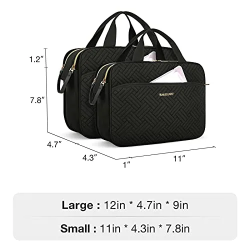 BAGSMART Toiletry Bag for Women, Large Toiletry Bag Water-resistant Makeup Cosmetic Organizer Bag Door Room Essentials for Accessories, Shampoo, Full Sized Container, Toiletries (Medium, Black)