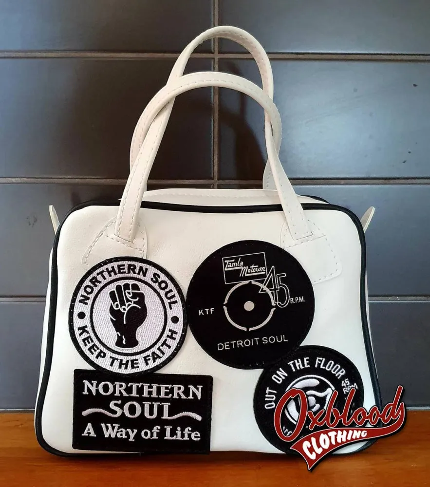 Black & White Northern Soul Handbag - MARIA Style - Hand-stitched Motown Clothing