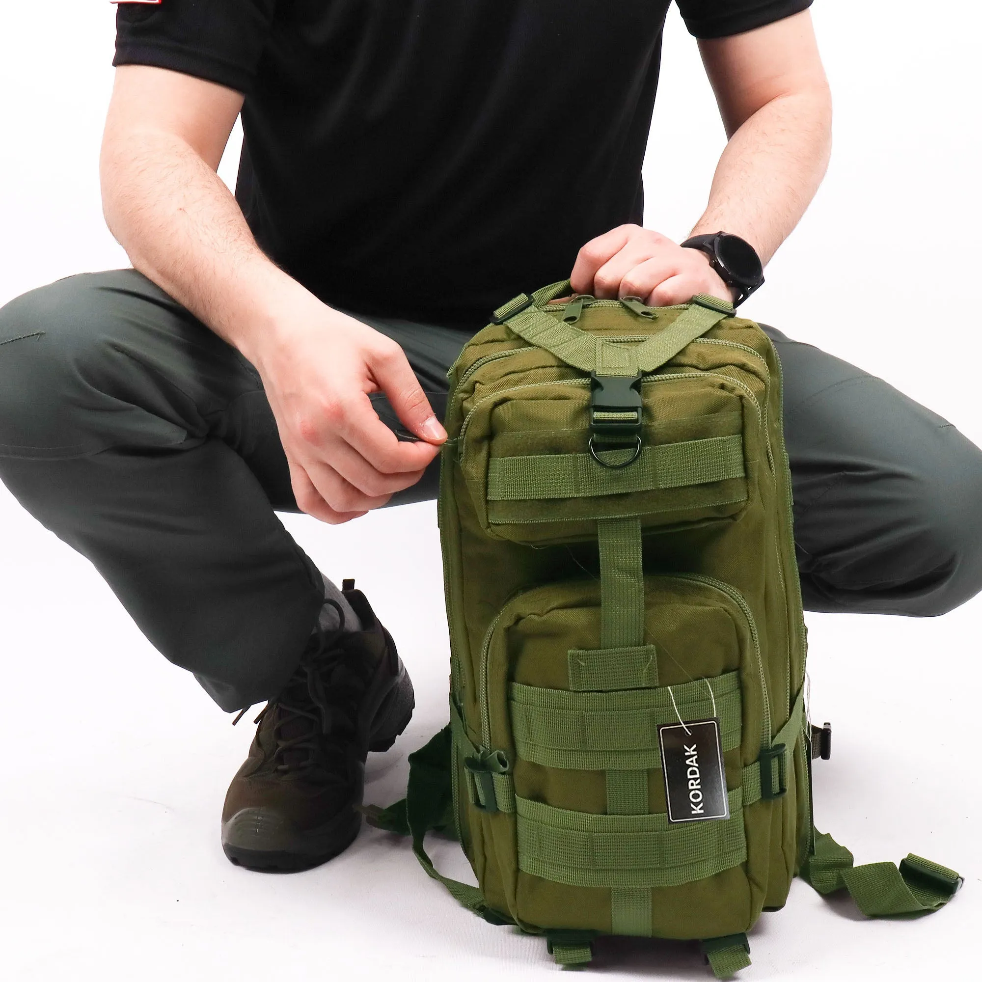 Black Functional Hiking Tactical Backpack - 30 Liter Bag