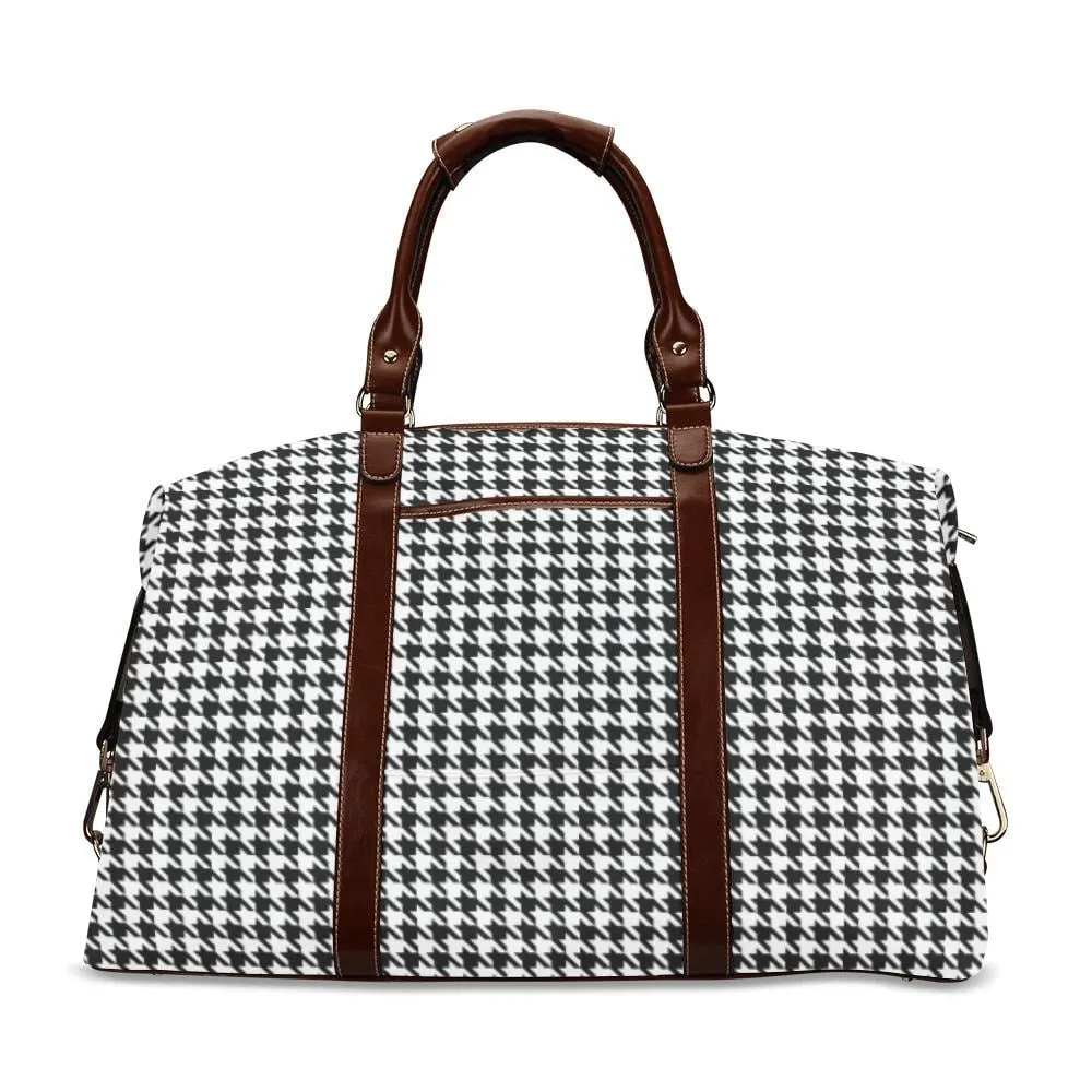 Black Houndstooth Travel Bag, Houndstooth Bag, Houndstooth Flight Bag, Carry On Bag, Weekender bag