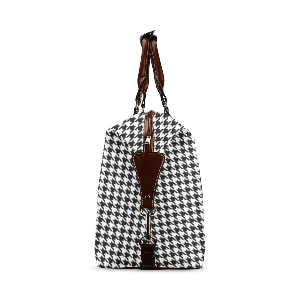 Black Houndstooth Travel Bag, Houndstooth Bag, Houndstooth Flight Bag, Carry On Bag, Weekender bag