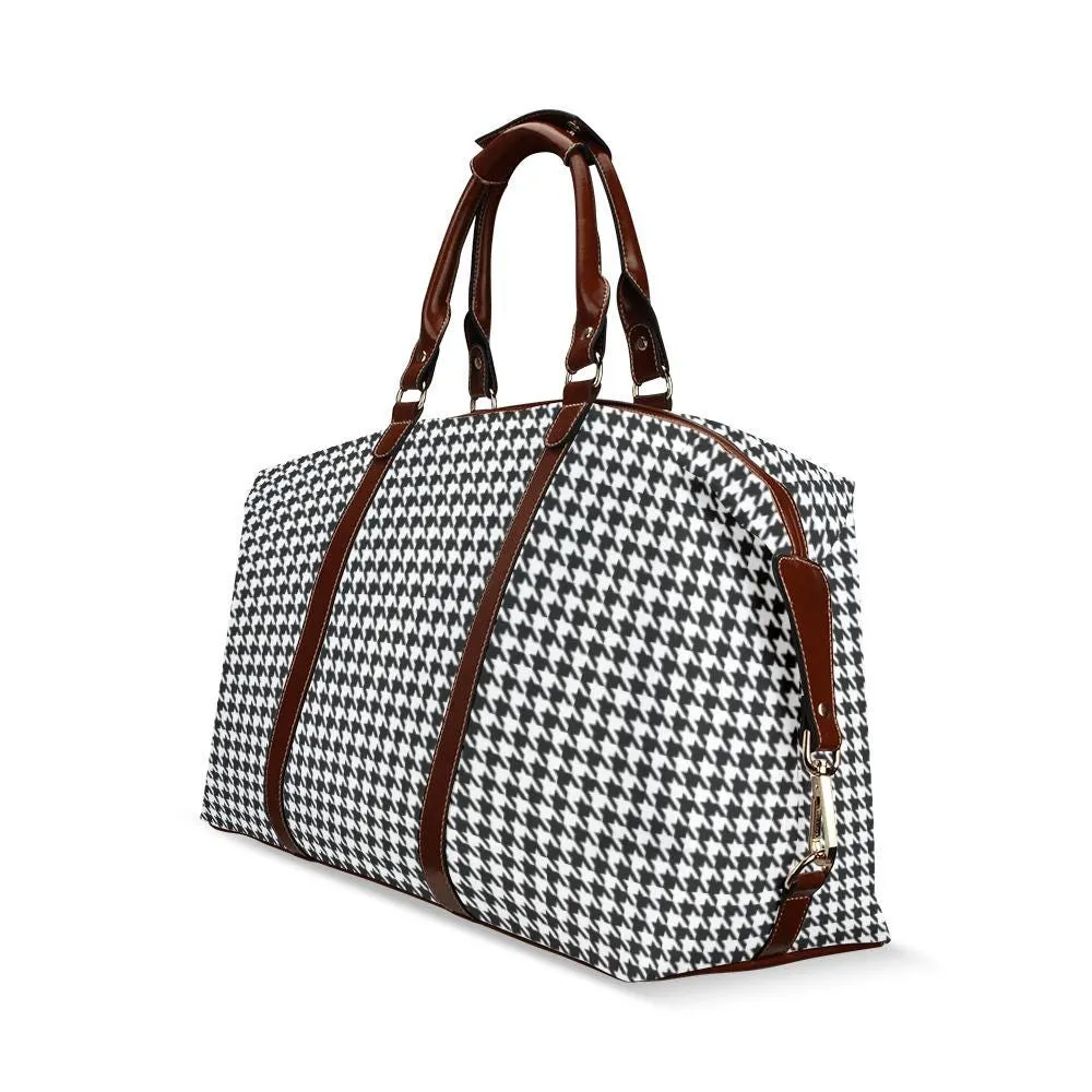 Black Houndstooth Travel Bag, Houndstooth Bag, Houndstooth Flight Bag, Carry On Bag, Weekender bag