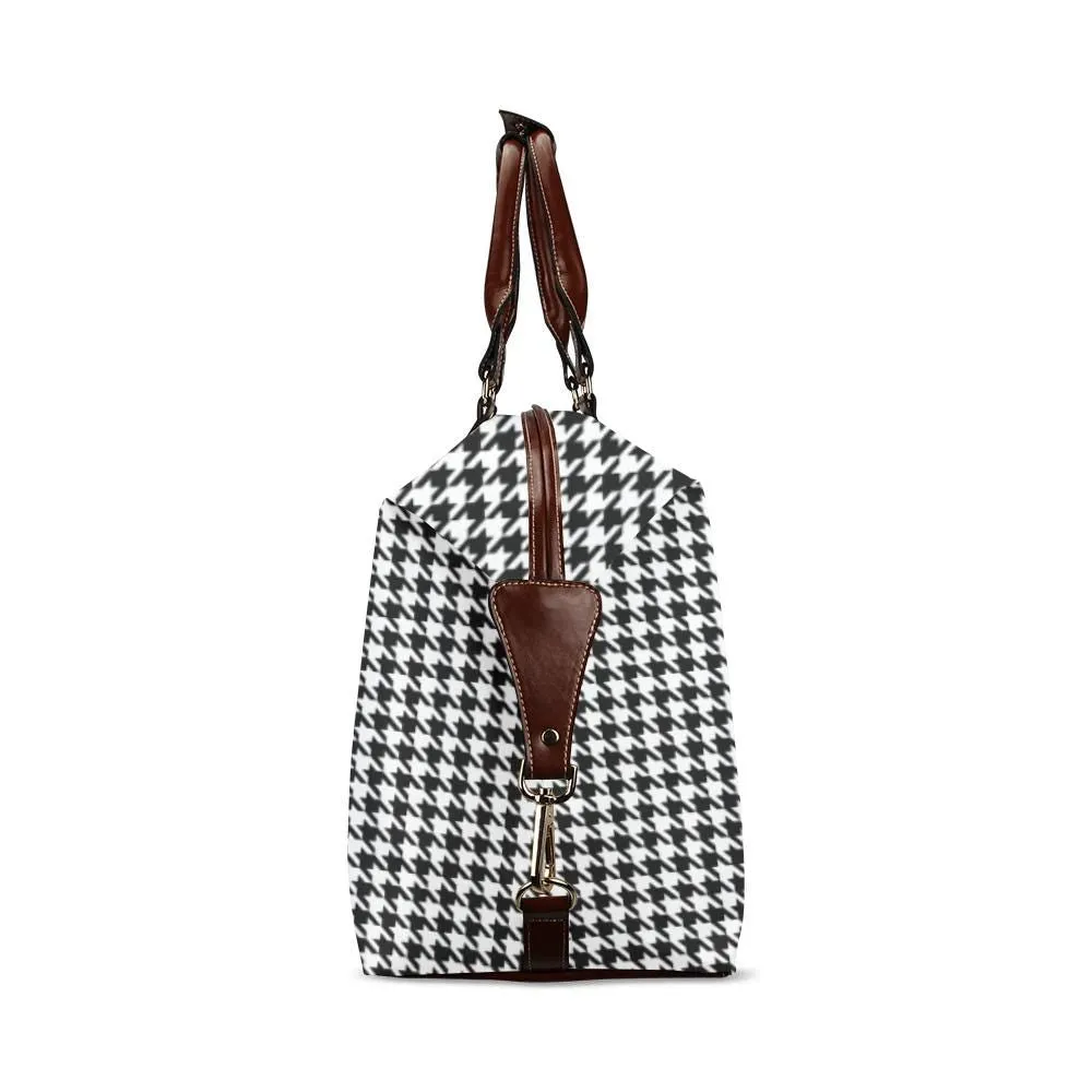 Black Houndstooth Travel Bag, Houndstooth Bag, Houndstooth Flight Bag, Carry On Bag, Weekender bag