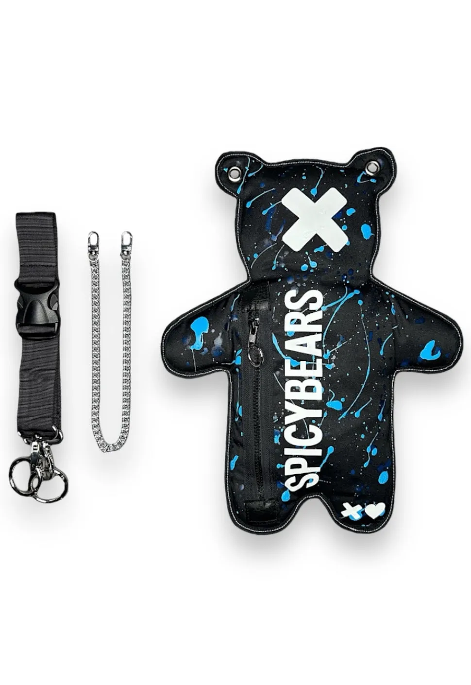 Black | White Reflective Bear Bag with a Splash Of Blue