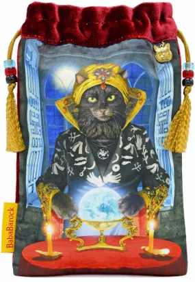 Bohemian Cats, The Fortune Teller — limited edition tarot bag in rich red silk velvet