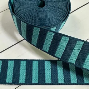 Bold Stripe Webbing in Peacock/Turquise