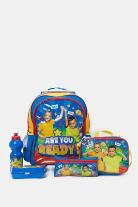 Boys Blue Vlad & Niki Print Trolley Set (5 Piece)