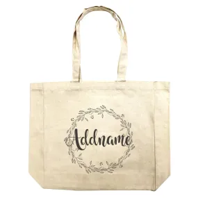 Bridesmaid Monochrome Floral Wreath Addname Shopping Bag