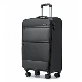 British Traveller 20 Inch Lightweight Cabin Carry-On Suitcase with Soft Shell and Laptop Compartment - Black