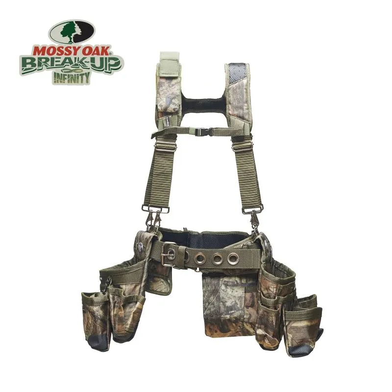 Bucket Boss 55185-MOSC 3 Bag Tool Bag Set with Suspenders in Mossy Oak Camo.