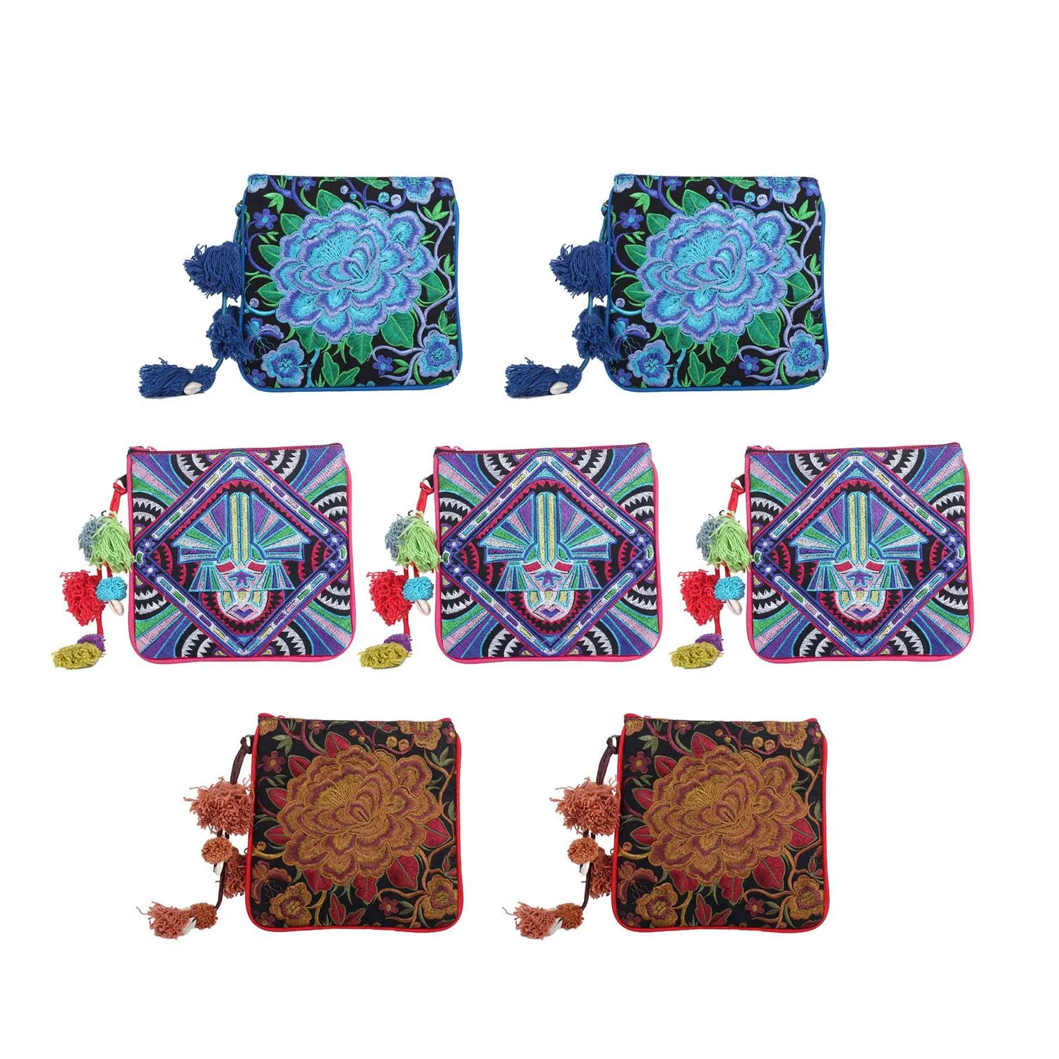 BUNDLE: Ethically Made Embroidered Clutch Bag - 7 Pieces - Thailand